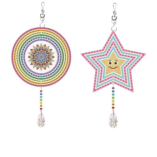 WSQHAO Sonnenfänger 2pcs 3D Diamond Paint Wind Chime Suncatcher Kits Three Dimensional Painting by Number Wind Chime Crystal Suncatcher von WSQHAO