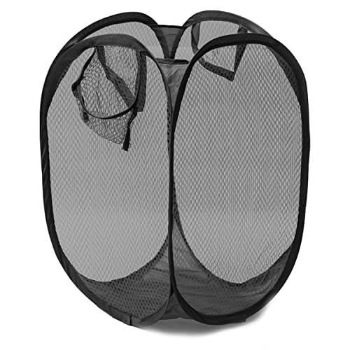Faltbarer Wäschekorb aus Netzstoff von WSS, 51 x 31 x 31 cm, klappbarer Wäschekorb zum Aufstellen, auch für Spielzeuge oder als Lagerraum geeignet Schwarz von Warehouseshop