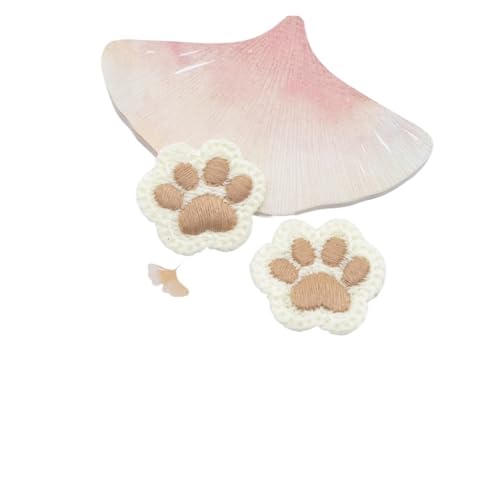 Bügelflicken 10 Stück Cartoon Bärentatze Wolle Applikation For DIY Kleidung Hut Schuhe Nähen Patches Kopfbedeckung Haarschleife Clips Dekor Zubehör(Beige S) von WTAXBH