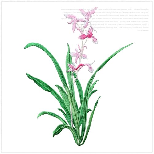 Bügelflicken 19 x 24,5 cm Orchideenblüten-Aufnäher for Aufbügeln, floraler Aufnäher for Kleidung, Stoff, for, DIY-Mantel, Jeans-Zubehör(Color C) von WTAXBH