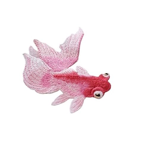 Bügelflicken 2 Stück Fisch-Nähaufkleber for Kleidung, Applikationen, DIY-Zubehör, bestickte Aufnäher for(Pink left side) von WTAXBH