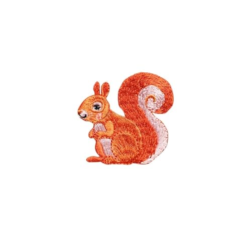 Bügelflicken 2 Stück bestickte süße Eichhörnchen-Aufnäher, Kappen, Taschen, DIY-Applikation, Stickerei, Parches, for Aufbügeln for Kleidung(TYPE E) von WTAXBH