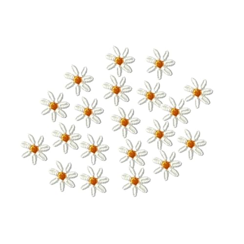 Bügelflicken 20 Stück, 50 Mini-Gänseblümchen-Blumen-Patch, bestickt, for Aufnähen, for Kleidung, Applikation, DIY, Haarspange, Aufkleber auf(20pcs in one pack) von WTAXBH