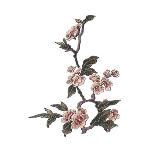 Bügelflicken Großer Blumen-Stickerei-Patch for Nähen auf Kleidung, Mantel, Kleid, Zubehör, DIY, Pflaumenblüte, Blumenapplikation, Stoffdekoration(Middle) von WTAXBH