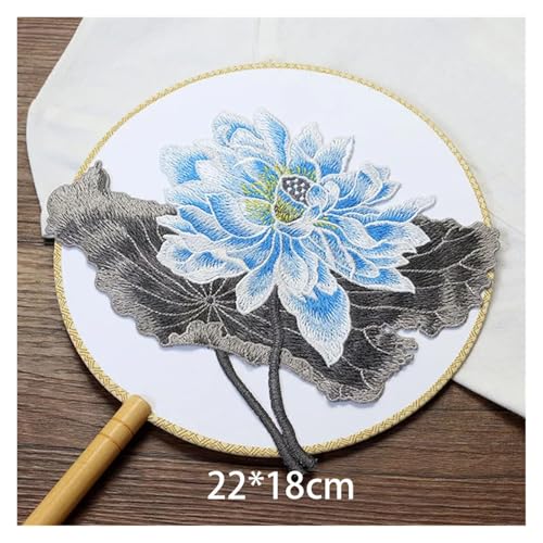 Bügelflicken Lotusblüten-Stickerei for Aufnähen, Reparatur von Kleidungslöchern, hautfreundlich, ohne weichen Kleber, große Größe(LF126 E) von WTAXBH