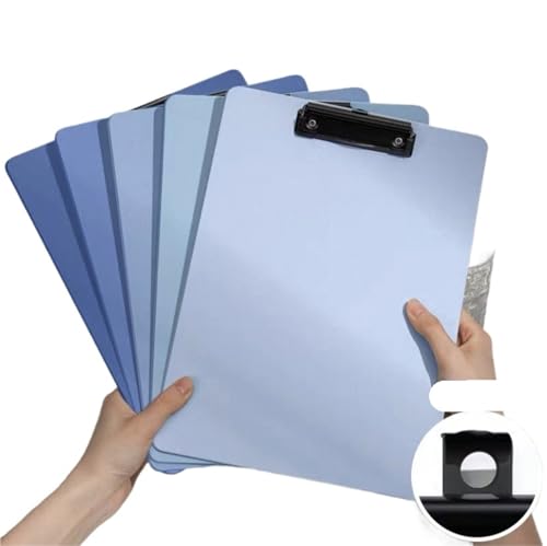Klemmbrett 5er-Pack A4-Ordnerbrett Farbverlauf Farbschema Schreibblock for Schüler Menütafel Clip-Ordner Hochästhetische Kinderzeichnung(Gradient Blue) von WTAXBH