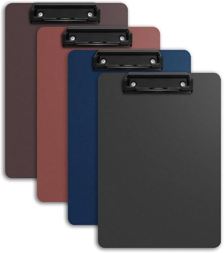 Klemmbrett Klemmbrett 4er Set, Metallklammer Karton Standard A4 Letter Size, 8,5x11 Zoll Papier(Dark Colors 4 sets) von WTAXBH