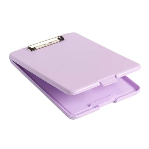 Klemmbrett Vertikale Öffnung A4 Dateiordner Candy Farbe Kunststoff Klemmbrett Schreibblock mit Metallclip Schreibtafel Memo Schule(Purple) von WTAXBH