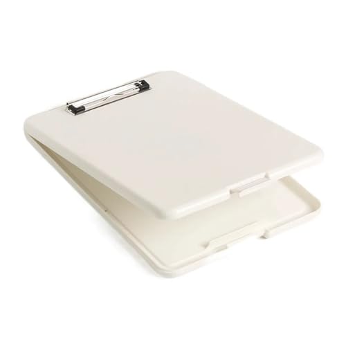 Klemmbrett Vertikale Öffnung A4 Dateiordner Candy Farbe Kunststoff Klemmbrett Schreibblock mit Metallclip Schreibtafel Memo Schule(White) von WTAXBH
