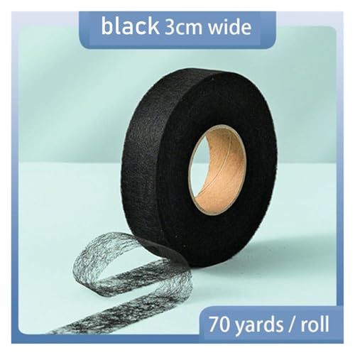 Saumband zum Aufbügeln 2PCS 60Meter/Rolle doppelseitige Vlies Interlining Klebstoff Stoff Tuch Eisen Auf Saum Band Interlining web DIY Nähen Handwerk.(3cm black) von WTAXBH