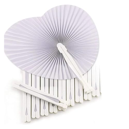 WTAXBH Faltbare Fächer 10–60 Stück weiße Faltfächer in Herzform, blanko, for Festivals, Handfächer, Party-Geschenk, DIY, Malerei, Geburtstag, Hochzeit, Party-Dekoration(Heart-Shaped,60pcs) von WTAXBH
