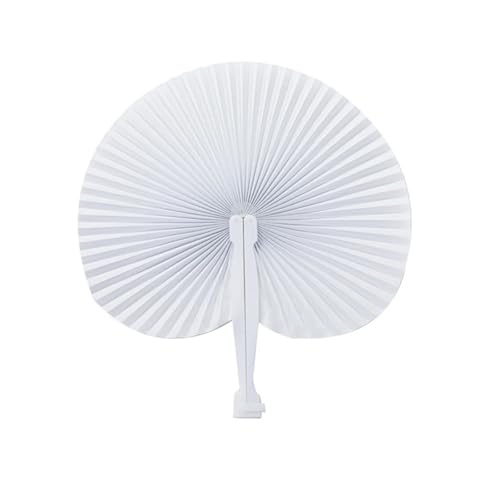WTAXBH Faltbare Fächer 10–60 Stück weiße Faltfächer in Herzform, blanko, for Festivals, Handfächer, Party-Geschenk, DIY, Malerei, Geburtstag, Hochzeit, Party-Dekoration(Round,40pcs) von WTAXBH