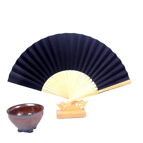 WTAXBH Faltbare Fächer 10Pcs Faltbare Papier Fan Tragbare Hochzeit Geschenke for Gäste Geburtstag Party Dekoration Kinder Malerei(Black) von WTAXBH