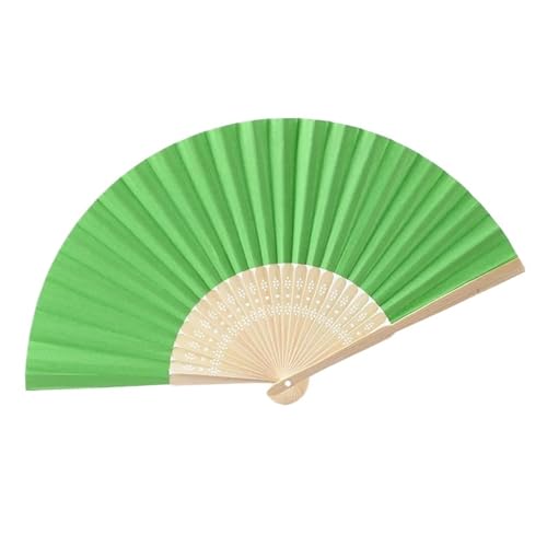 WTAXBH Faltbare Fächer 10Pcs Faltbare Papier Fan Tragbare Hochzeit Geschenke for Gäste Geburtstag Party Dekoration Kinder Malerei(Green) von WTAXBH