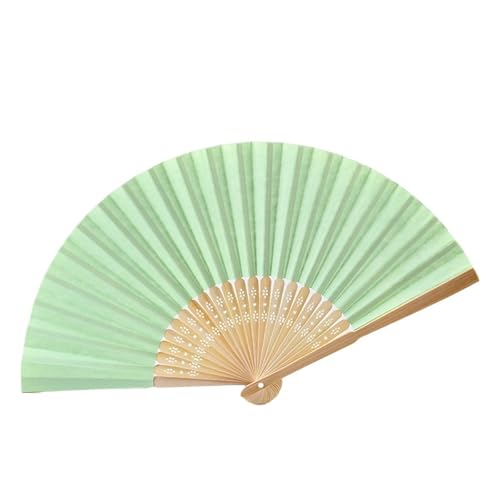WTAXBH Faltbare Fächer 10Pcs Faltbare Papier Fan Tragbare Hochzeit Geschenke for Gäste Geburtstag Party Dekoration Kinder Malerei(Light Green) von WTAXBH