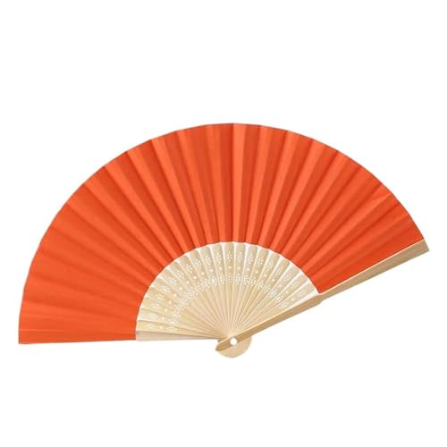 WTAXBH Faltbare Fächer 10Pcs Faltbare Papier Fan Tragbare Hochzeit Geschenke for Gäste Geburtstag Party Dekoration Kinder Malerei(Orange) von WTAXBH