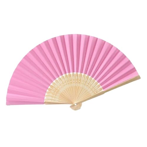 WTAXBH Faltbare Fächer 10Pcs Faltbare Papier Fan Tragbare Hochzeit Geschenke for Gäste Geburtstag Party Dekoration Kinder Malerei(Pink) von WTAXBH