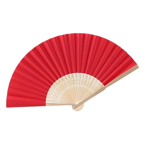 WTAXBH Faltbare Fächer 10Pcs Faltbare Papier Fan Tragbare Hochzeit Geschenke for Gäste Geburtstag Party Dekoration Kinder Malerei(Red) von WTAXBH