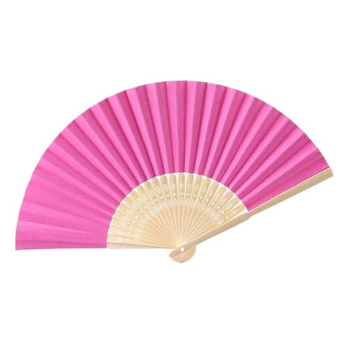 WTAXBH Faltbare Fächer 10Pcs Faltbare Papier Fan Tragbare Hochzeit Geschenke for Gäste Geburtstag Party Dekoration Kinder Malerei(Rose red) von WTAXBH