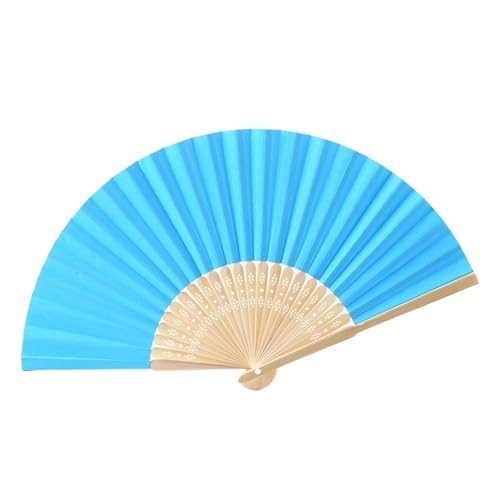 WTAXBH Faltbare Fächer 10Pcs Faltbare Papier Fan Tragbare Hochzeit Geschenke for Gäste Geburtstag Party Dekoration Kinder Malerei(Sky Blue) von WTAXBH