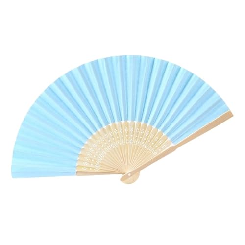 WTAXBH Faltbare Fächer 10Pcs Faltbare Papier Fan Tragbare Hochzeit Geschenke for Gäste Geburtstag Party Dekoration Kinder Malerei(Wathet) von WTAXBH