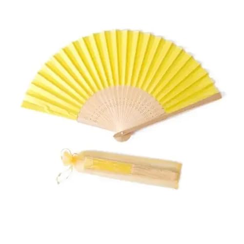 WTAXBH Faltbare Fächer 20 stücke Gravierte Seide Hand Fan Hochzeit Falten Fan Vintage Fans Hochzeit Gunsten(Amarillo) von WTAXBH