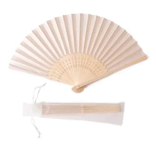 WTAXBH Faltbare Fächer 20 stücke Gravierte Seide Hand Fan Hochzeit Falten Fan Vintage Fans Hochzeit Gunsten(Beige) von WTAXBH