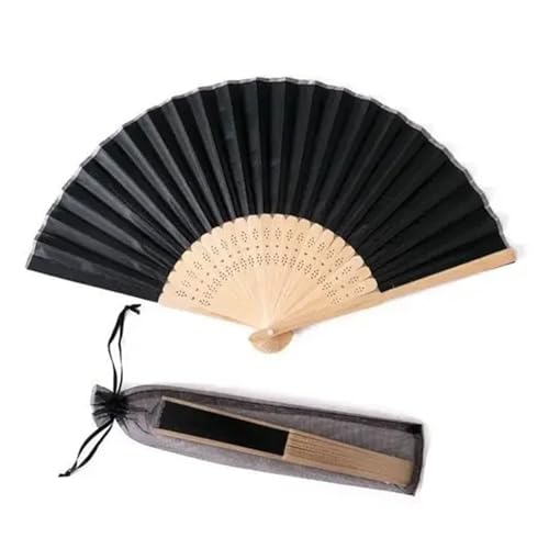 WTAXBH Faltbare Fächer 20 stücke Gravierte Seide Hand Fan Hochzeit Falten Fan Vintage Fans Hochzeit Gunsten(Black) von WTAXBH