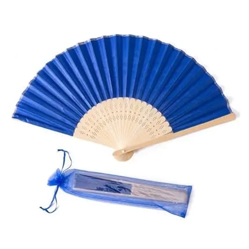 WTAXBH Faltbare Fächer 20 stücke Gravierte Seide Hand Fan Hochzeit Falten Fan Vintage Fans Hochzeit Gunsten(Dark Blue) von WTAXBH