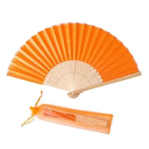 WTAXBH Faltbare Fächer 20 stücke Gravierte Seide Hand Fan Hochzeit Falten Fan Vintage Fans Hochzeit Gunsten(Naranja) von WTAXBH