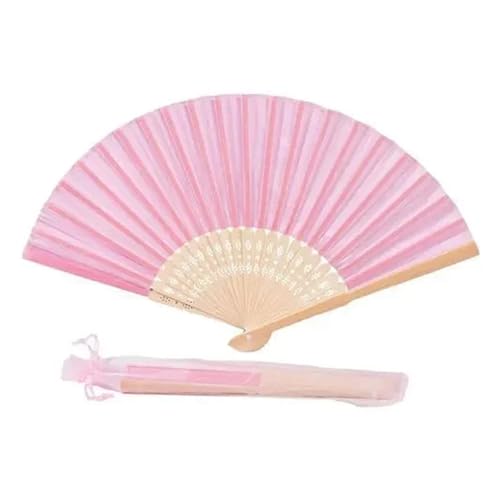 WTAXBH Faltbare Fächer 20 stücke Gravierte Seide Hand Fan Hochzeit Falten Fan Vintage Fans Hochzeit Gunsten(Pink) von WTAXBH