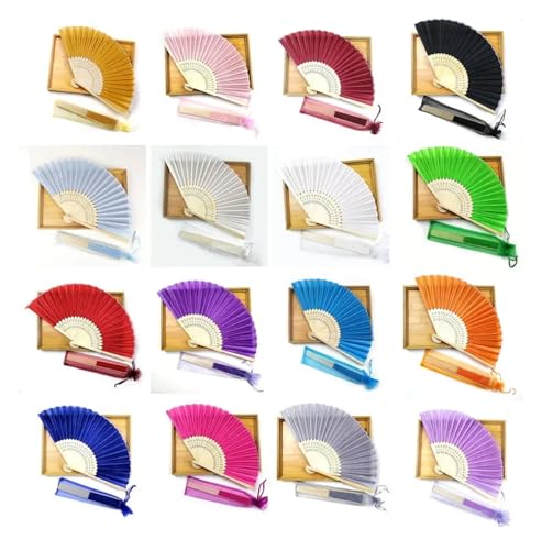 WTAXBH Faltbare Fächer 20 stücke Gravierte Seide Hand Fan Hochzeit Falten Fan Vintage Fans Hochzeit Gunsten(Random Color) von WTAXBH