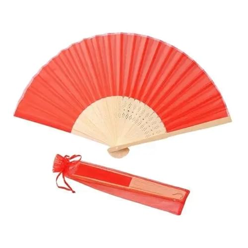 WTAXBH Faltbare Fächer 20 stücke Gravierte Seide Hand Fan Hochzeit Falten Fan Vintage Fans Hochzeit Gunsten(Red) von WTAXBH