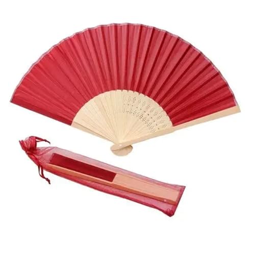 WTAXBH Faltbare Fächer 20 stücke Gravierte Seide Hand Fan Hochzeit Falten Fan Vintage Fans Hochzeit Gunsten(Wine red) von WTAXBH