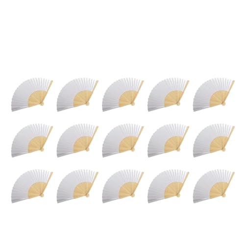 WTAXBH Faltbare Fächer DIY Papier Faltfächer Blanko Kalligraphie Übungsfächer for Hochzeitsgeschenke Kinder Kunsthandwerk(15pcs) von WTAXBH
