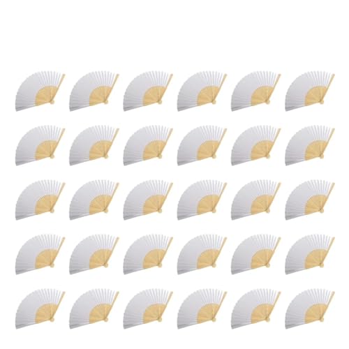 WTAXBH Faltbare Fächer DIY Papier Faltfächer Blanko Kalligraphie Übungsfächer for Hochzeitsgeschenke Kinder Kunsthandwerk(30pcs) von WTAXBH