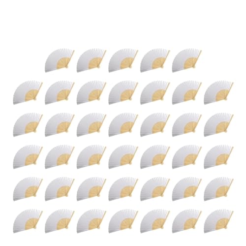 WTAXBH Faltbare Fächer DIY Papier Faltfächer Blanko Kalligraphie Übungsfächer for Hochzeitsgeschenke Kinder Kunsthandwerk(40pcs) von WTAXBH