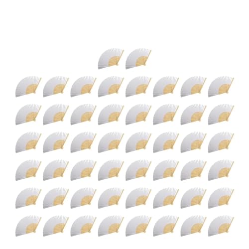 WTAXBH Faltbare Fächer DIY Papier Faltfächer Blanko Kalligraphie Übungsfächer for Hochzeitsgeschenke Kinder Kunsthandwerk(50pcs) von WTAXBH