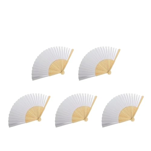 WTAXBH Faltbare Fächer DIY Papier Faltfächer Blanko Kalligraphie Übungsfächer for Hochzeitsgeschenke Kinder Kunsthandwerk(5pcs) von WTAXBH