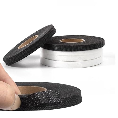 WTAXBH Saumband zum Aufbügeln Schwarz-weißes einseitig gebundenes Stofffutter for Bügeln von Kleidung, Saumband, Netzfutter, DIY-Nähzubehör(Black 1.5cmX100m) von WTAXBH