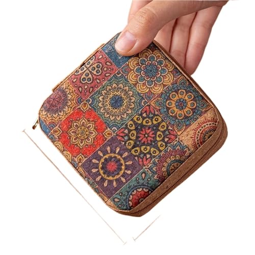 WTAXBH Schmuckkästchen Tragbare Schmuckschatulle aus Kork, leicht, Vintage-Aufbewahrungsboxen for Ohrringe, Halsketten, Ringe, quadratischer Organizer mit Reißverschluss(Style 03) von WTAXBH