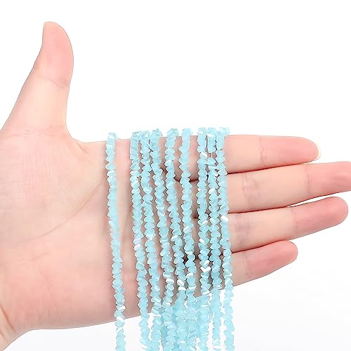 WTIAN Dreieckige Glasperlen, facettierte Glaskristalle, lose Perlen, unregelmäßige Form, charmante Perlen für Schmuckherstellung, DIY-Halsketten, Armbänder, Ohrringe, Basteln, Himmelblau, 255 Stück von WTIAN