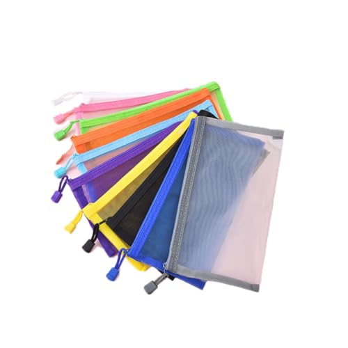 Dokumententasche 12 Stück Dokumentenmappe mit Reißverschluss Wasserdichte Nylon Mesh-Taschen Kunststoffmappe Federtasche Ordnungsmappen für Kosmetik Hausaufgaben Schule Büro (Mischfarben) von WTRYT