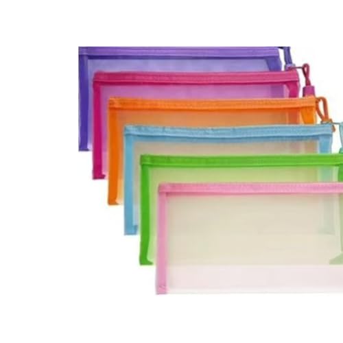 Dokumententasche 6 Stück Dokumentenmappe mit Reißverschluss Wasserdichte Nylon Mesh-Taschen Kunststoffmappe Federtasche Ordnungsmappen für Kosmetik Hausaufgaben Schule Büro (Mischfarben) von WTRYT