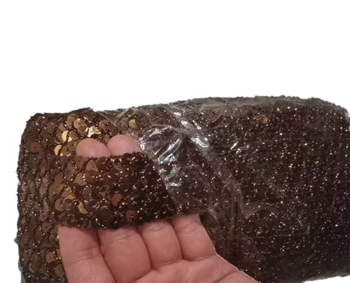 WTRYT 20m Paillettenband 3.5cm Breites Flache Glitzerband Fischschuppenform Pailletten Deko Bänder Verwendet Für Bühnenkostüme Haarschmuck Schmuckherstellung DIY-Handwerk Dekoration(Farbe-Kaffee) von WTRYT