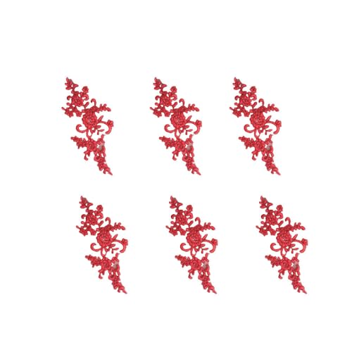 WTRYT 3 Paar Spitze Applikation 22.5Cm*10Cm Jede Blumen Spitzenapplikation 3D-Applikationen Zarte Stickerei Zur Dekoration Oder Herstellung Von Hochzeitsschleier Kleid Steppdecke Tischtuch-Rot von WTRYT