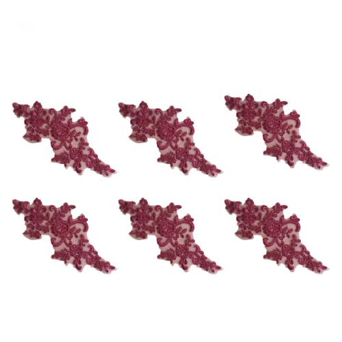 WTRYT 3 Paar Spitze Applikation 22.5Cm*10Cm Jede Blumen Spitzenapplikation 3D-Applikationen Zarte Stickerei Zur Dekoration Oder Herstellung Von Hochzeitsschleier Kleid Steppdecke Tischtuch-Weinrot WTRYT 3 Paar Spitze Applikation 22.5Cm*10Cm Jede Blumen Spitzenapplikation 3D-Applikationen Zarte Stickerei Zur Dekoration Oder Herstellung Von Hochzeitsschleier Kleid Steppdecke Tischtuch-Weinrot von WTRYT