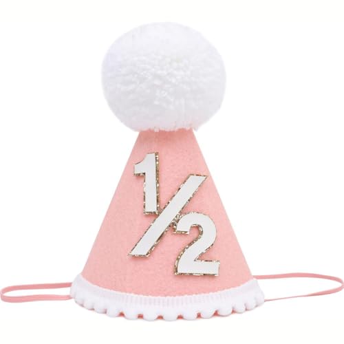 WTRYT Geburtstagshüte 1 Stück Verstellbare Geburtstag Kegel Party Hüte Baby Partyhüte Set Farbenfrohe-Feier Kopfbedeckungen 1/2 Geburtstag Kopfschmuck für Baby Mädchen und Jungen Familienfeiern von WTRYT
