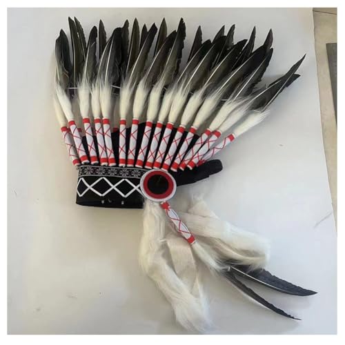 WTRYT Indischer Kopfschmuck 1 Stück Häuptlingsschmuck Inspirierter Mittelfederkopfschmuck Feather Headdress Handgefertigt Indische Federkrone Feder Stirnband Haarschmuck für Karneval Mottoparty WTRYT Indischer Kopfschmuck 1 Stück Häuptlingsschmuck Inspirierter Mittelfederkopfschmuck Feather Headdress Handgefertigt Indische Federkrone Feder Stirnband Haarschmuck für Karneval Mottoparty von WTRYT