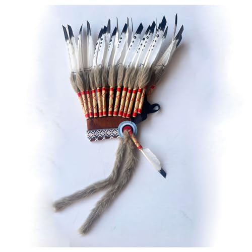 WTRYT Indischer Kopfschmuck 1 Stück Häuptlingsschmuck Inspirierter Mittelfederkopfschmuck Feather Headdress Handgefertigt Indische Federkrone Feder Stirnband Haarschmuck für Karneval Mottoparty WTRYT Indischer Kopfschmuck 1 Stück Häuptlingsschmuck Inspirierter Mittelfederkopfschmuck Feather Headdress Handgefertigt Indische Federkrone Feder Stirnband Haarschmuck für Karneval Mottoparty von WTRYT